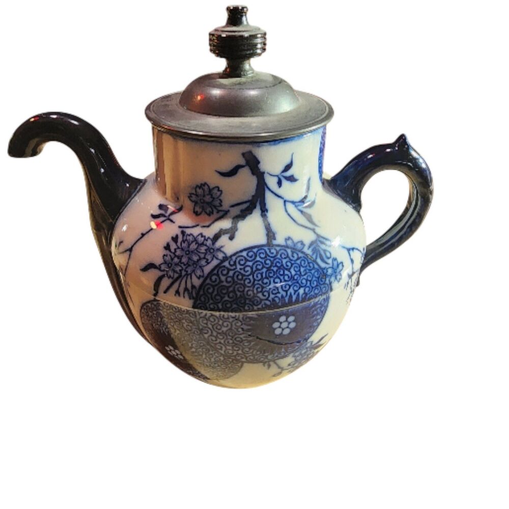 Antique 1886 Doulton Burslem Royle’s‎ Patent Self-Pouring Teapot Blue & White